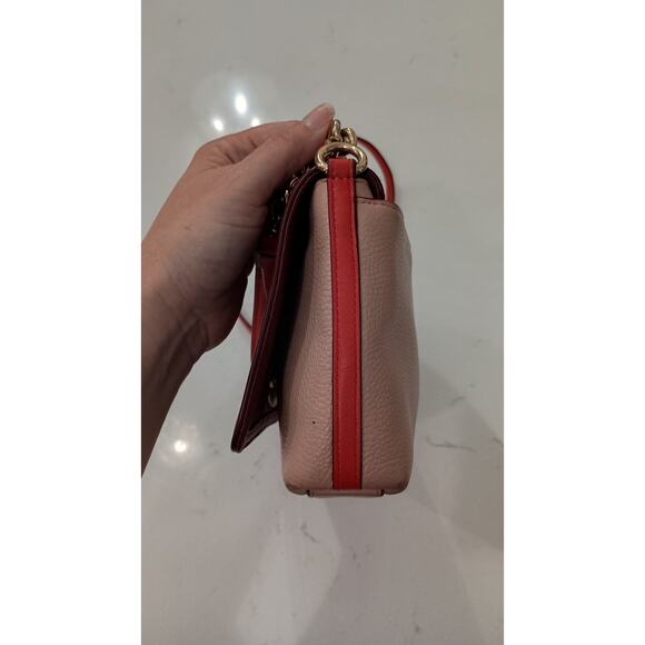 COACH Leather burgundy wine TurnKey flap Crossbody Golden chain strap 9.5x6.5in - Picture 11 of 12